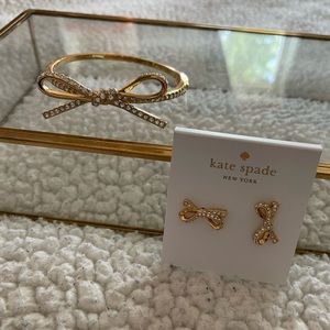Kate Spade ribbon bow bangle bracelet & earring set